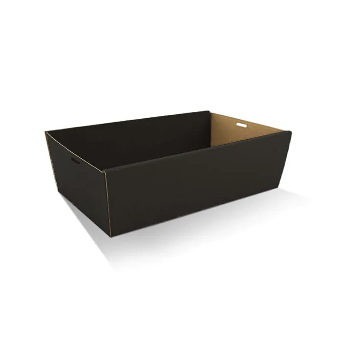 Black Corrugated Rectangle Catering Tray Medium,H:80mm, 100pc/ctn