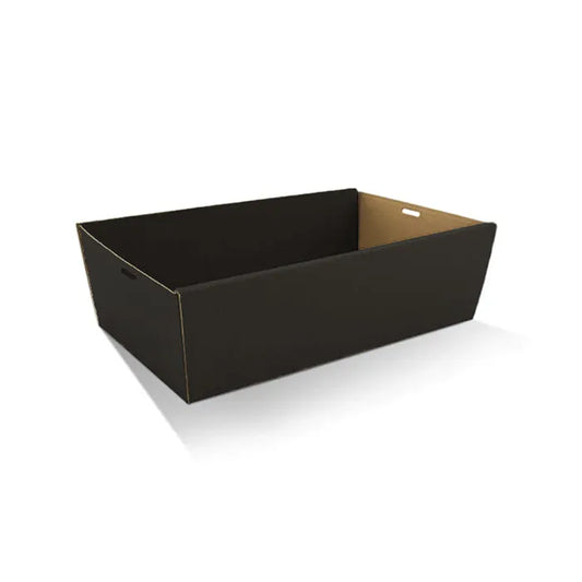 Black Corrugated Rectangle Catering Tray Medium,H:80mm, 100pc/ctn