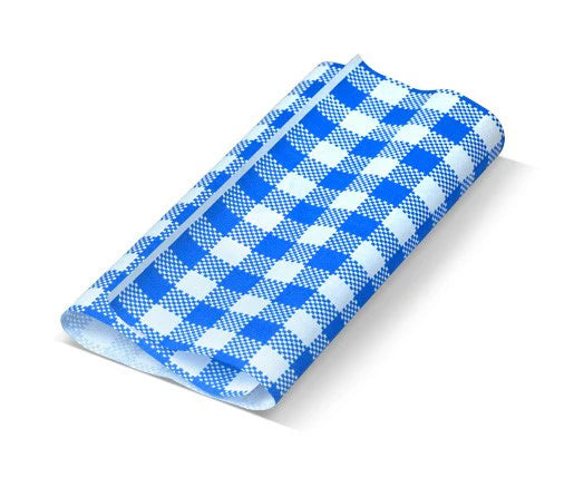 Gingham printed greaseproof paper Blue 190 x 300mm