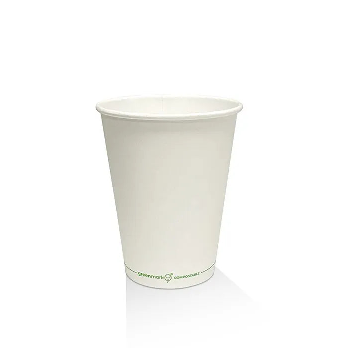 12 oz PLA-Coated SW Hot Cup – Plain White (1000 pcs/carton)