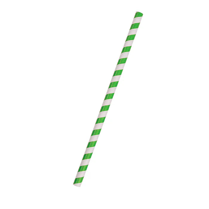 Paper Straw Jumbo- 6mm Green Stripe pk2500
