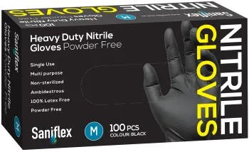Free shipping Free shipping on all orders over $150. Easy returns We offer a 30-day peace of mind returns. Need help? Need help? 24/7 Dedicated support. Saniflex' H/Duty Nitrile BLACK Medium Powder Free Gloves