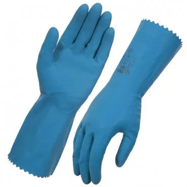 Ultra Touch' BLUE Silver Lined Rubber Gloves Large #9-9.5 (12pairs/PKT)
