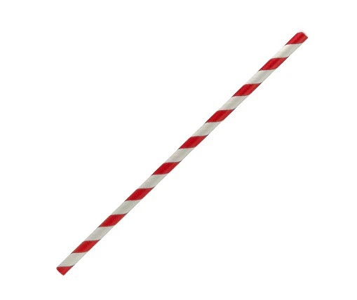 Paper Straw Regular-6mm Red Stripe Pk2500