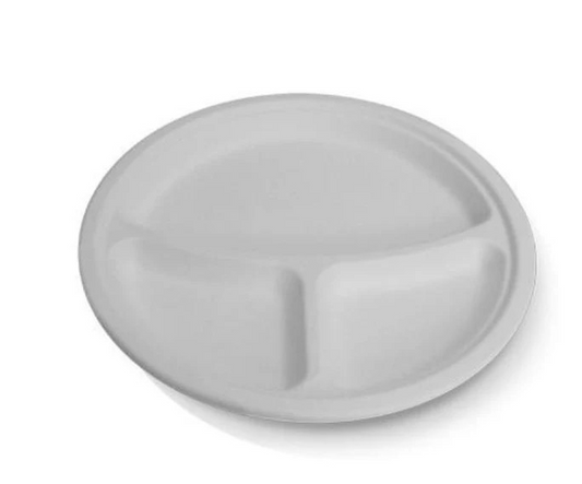 Sugarcane Round Plate 10” (254mm) /3 compartment