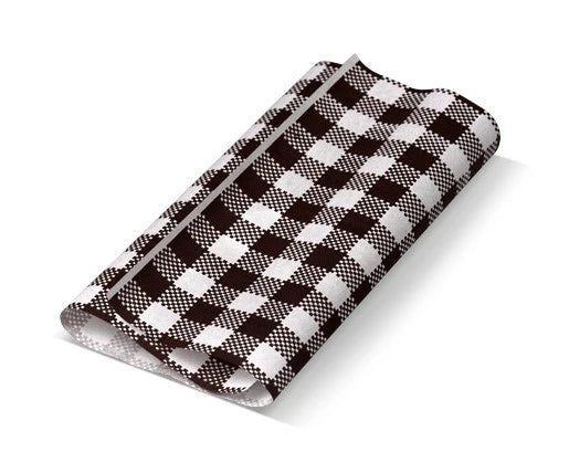 Gingham Printed Greaseproof Paper Black 190 x 300