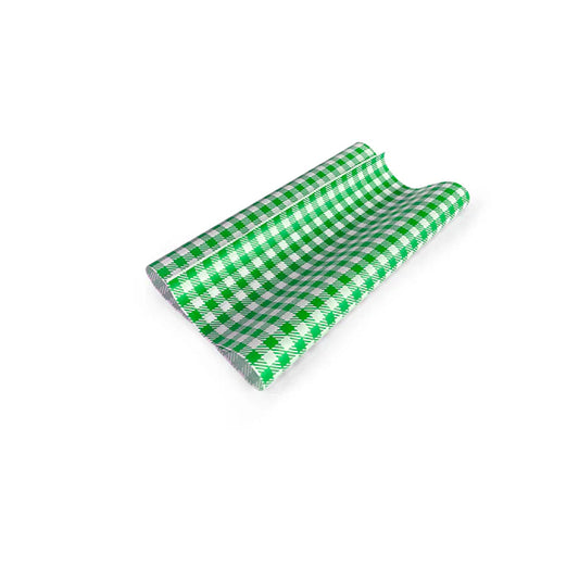 Greaseproof Paper Gingham Green 190 x 300mm