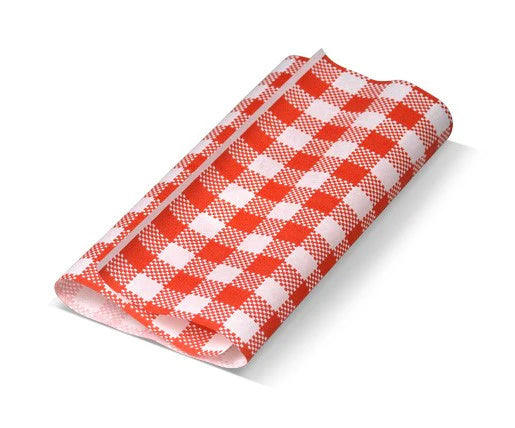 Gingham Printed Greaseproof Paper Red 190 x 300mm