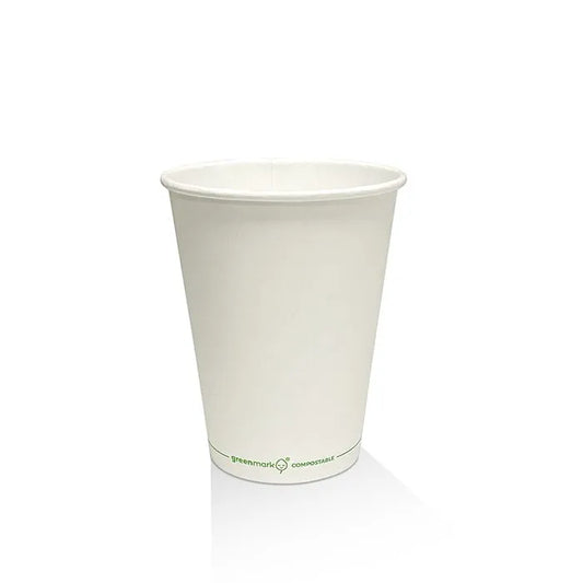 12 oz PLA-Coated SW Hot Cup – Plain White (1000 pcs/carton)