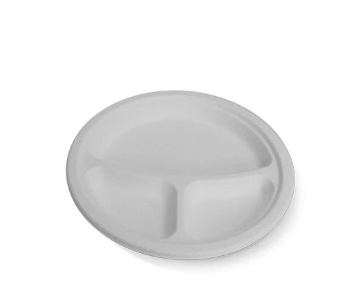 Sugarcane Round Plate 9”(225mm) /3 compartment