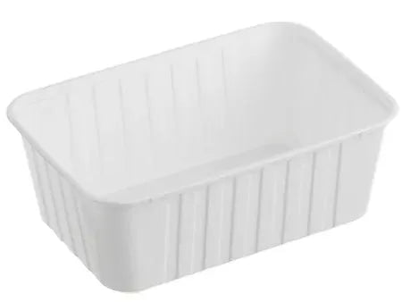 Genfac1000ml Ribbed Rectangular Containers White