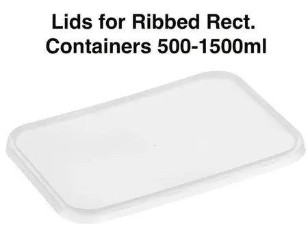 'Genfac' Rectangular Lids Natural (Suit Ribbed Containers 500-1500ml)